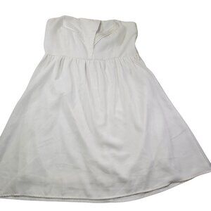 Ya Los Angles Strapless White Pleated Bodice Dress With Lined Skirt Size L